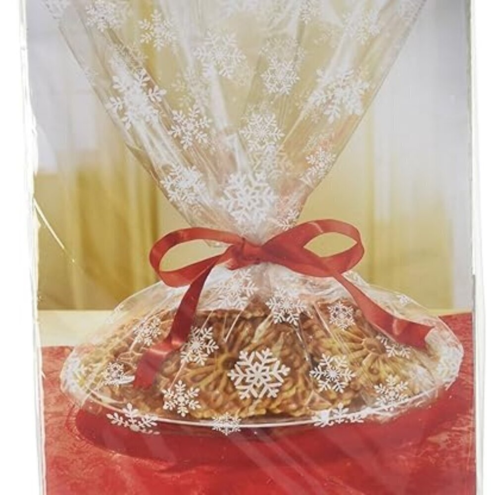 Christmas Snowflake Tray Plastic Party Favour Treat Bag (6 Pieces), Clear, 18"